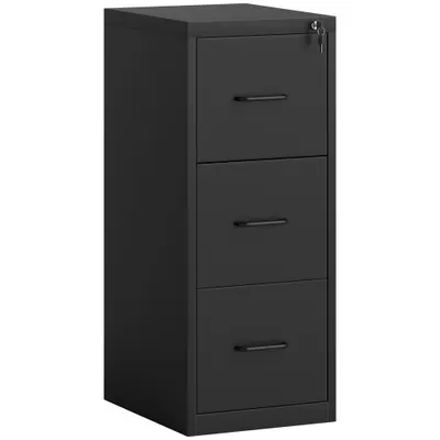 HOMCOM Dulap cu Sertare pentru Documente și cu o încuietoare, Bară Reglabilă, 36,5x46,2x99 cm, Negru | Aosom Romania