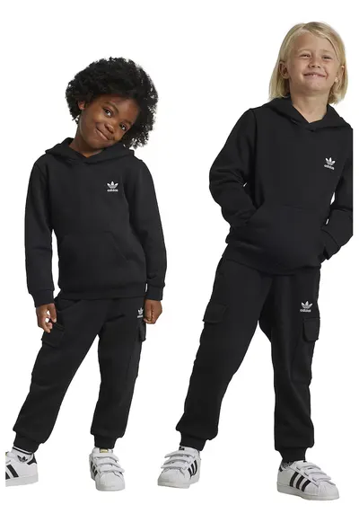 Trening regular fit cu gluga si detalii logo - Negru