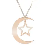 Luna - Colier personalizat semiluna si stea din argint 925 placat cu aur roz