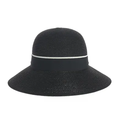 Palarie eleganta neagra cu panglica bicolora
