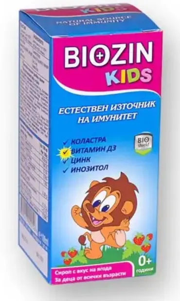 Sirop Biozin Kids, căpșuni, 100 ml, BioShield