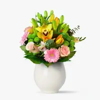 Buchet cu crini si minigerbera