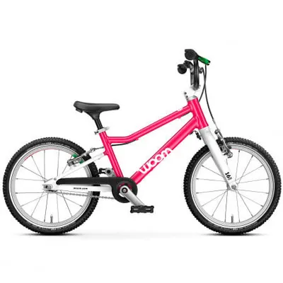 Woom GO 3 — bicicletă copii 16" roz Hot Pink (4–6 ani).