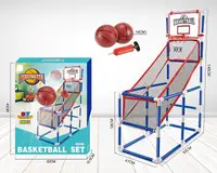 Set cos de baschet portabil pentru copii Ikonka, cu panou, plasa rezistenta, include 2 mingi si pompa, dimensiune 58 x 47 x 140 cm