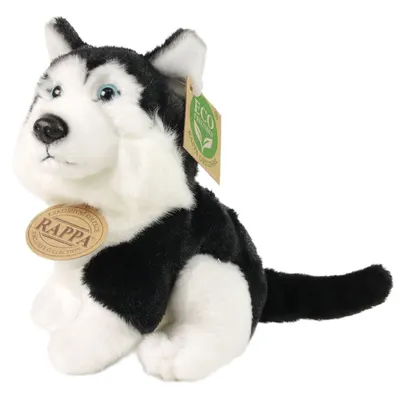 Jucărie de plus Rappa Eco Friends -Husky, 16 cm, negru
