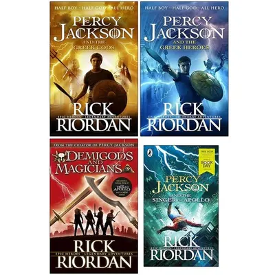 Rick Riordan Collection 4 Books Set (Percy Jackson and the Greek Gods, Percy Jackson and the Greek Heroes, Demigods & Magicians, Percy Jackson and the Singer of Apollo)