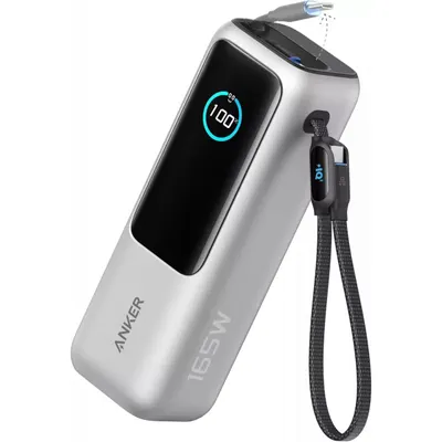 Baterie Externa Anker, 25000mAh, 165W, QC + PD, 1 x USB-A - 3 x USB-C, Argintie, Resigilata A1695H41