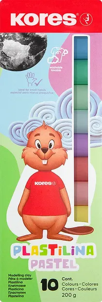 Plastilină Kores - Pastel, 10 culori