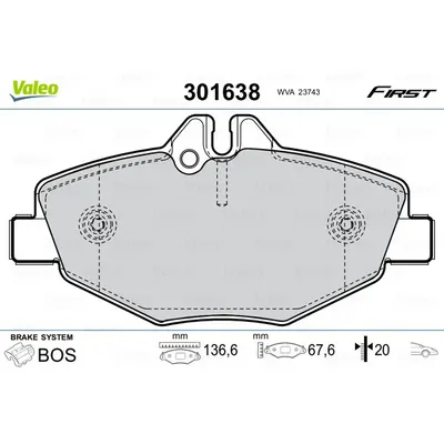 Set placute frana, frana disc VALEO 301638