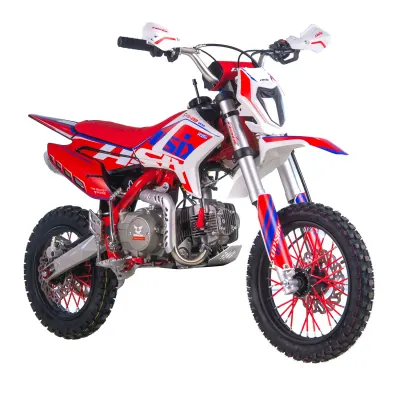 Motocicleta Enduro Cross Asix XB28 110cc, 4T, roti 14 12 , cu far, pornire electromotor, kick si starter, culoare rosu albastru