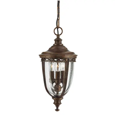 Lampa suspendata English Bridle 3 Light Medium Chain Lantern – British Bronze