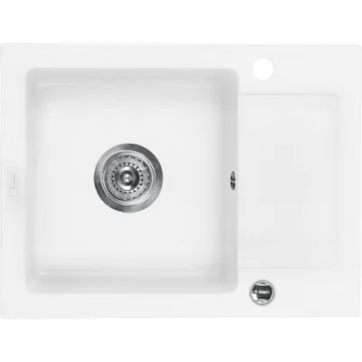 Chiuveta bucatarie compozit cu picurator alb mat 58 cm Deante Zorba