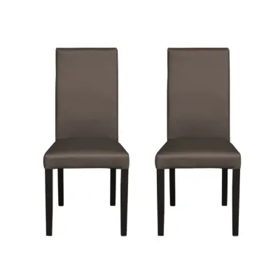 Set 2 scaune living TEO, picioare lemn wenge, piele ecologica gri elefant, 46x60x98 cm