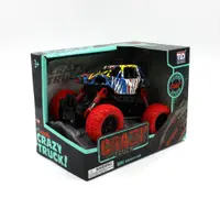 Camion Monster Truck, Crazy Design, Roti Roșii, Mecanism Pull-Back, 15 cm, Stil Urban-Aventuros
