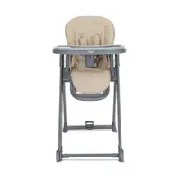 Scaun de masa pentru copii Lorelli Party Beige Leather cadru usor din aluminiu, spatar reglabil, suport picioare, centuri de siguranta, roti, cos pentru jucarii, 6 luni+