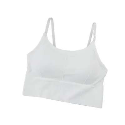 S/M - Bustiera Sport pentru Dama, cu Bretele Reglabile si Spatele Gol, Fara Cusaturi, Model Push Up, Alb, MIX14111-1237