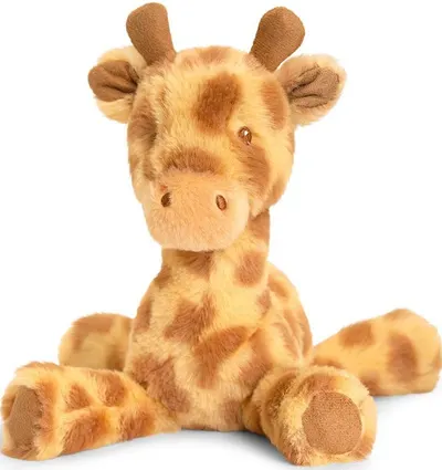 Jucarie ecologica de plus Keel Toys - Girafa asezata, 17 cm