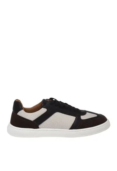 Pantofi sport din piele intoarsa cu insertii din material textil - Alb murdar