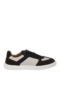Pantofi sport din piele intoarsa cu insertii din material textil - Alb murdar