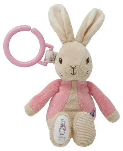 Jucărie de pluș pentru cărucior și scaun Rainbow Designs - Iepurașul Flopsy, 13 cm