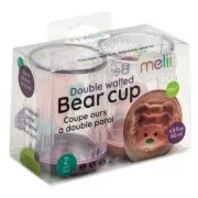 Set 2 pahare copii design interior urs, roz si mov, Melii