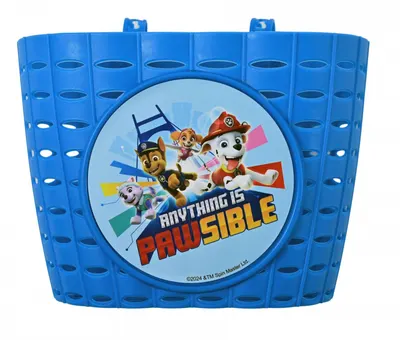 Cos de plastic pentru biciclete, model PawPatrol, culoare albastru