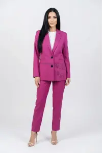 Sacou casual roz cu buzunare laterale