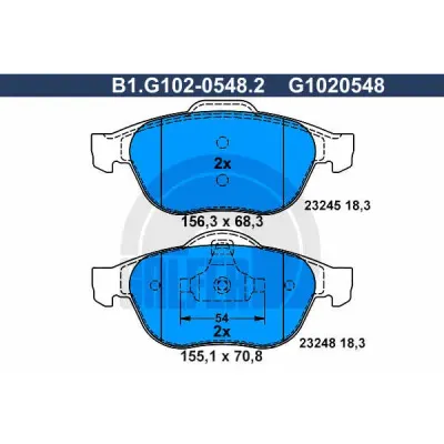 Set placute frana, frana disc GALFER B1.G102-0548.2