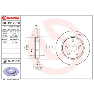 Disc frana BREMBO 08.A912.11