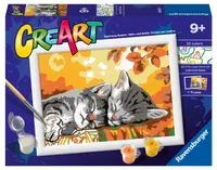 Set de pictură pe numere Ravensburger CreArt - Pisicuțe în toamnă