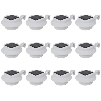 vidaXL Lămpi solare de exterior pentru gard cu LED, 12 buc., alb