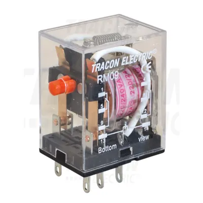Releu miniaturizat RM09-24DC 24V DC / 2×CO, (3A, 230V AC / 28V DC)