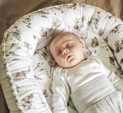 Suport de dormit Babynest Premium Bumbac si Catifea Eucalipt Soft Grey by BabySteps 70x35 cm