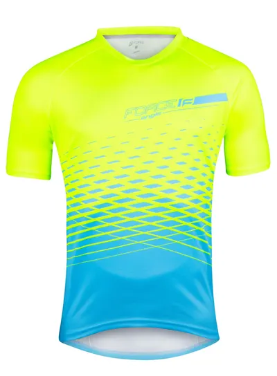 Tricou maneca scurta Force MTB Angle, albastru/fluo, 4XL