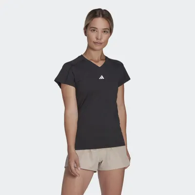 Tricou minimalist cu guler în V Train Essentials AEROREADY
