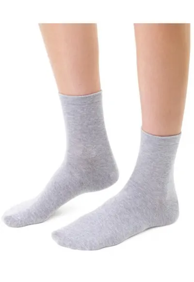 Sosete bumbac simple S037 - Gri deschis melanj