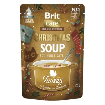 BRIT Christmas Soup, Curcan, plic hrană umedă fără cereale pisici, (topping), 75g