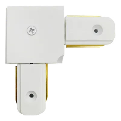 Conector de colt pentru sina, 2 pini, alb