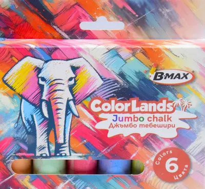 Set de cretă B-Max Color Lands - Jumbo, 6 culori