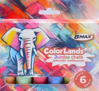 Set de cretă B-Max Color Lands - Jumbo, 6 culori