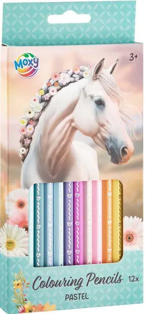Creioane colorate Moxy - 12 buc, culori pastelate
