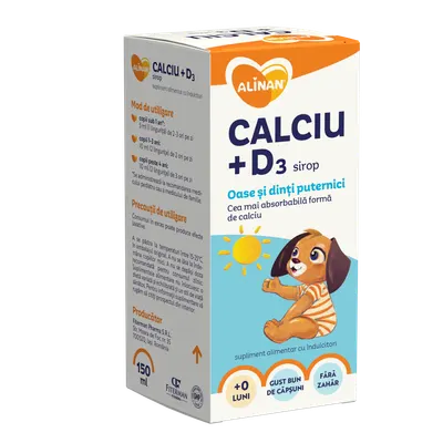 Sirop copii Alinan Calciu + Vit D3 , 150ml, Fiterman