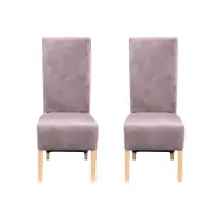 Set 2 scaune living VANESSA, picioare lemn natur, stofa roz pudra, 47x60x110 cm