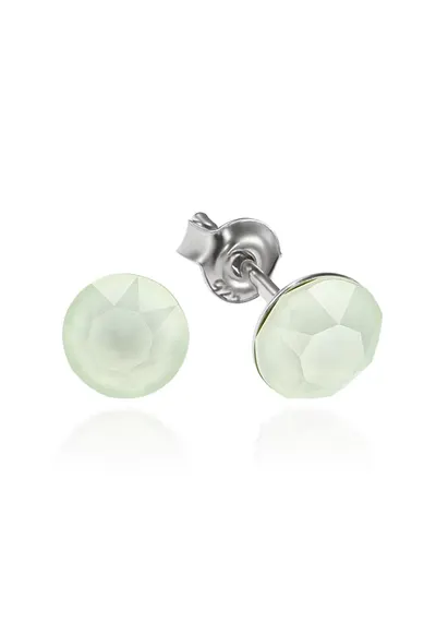 Cercei Argint 925 placat cu rodiu cu cristale Swarovski® Xirius 6mm - Verde pal