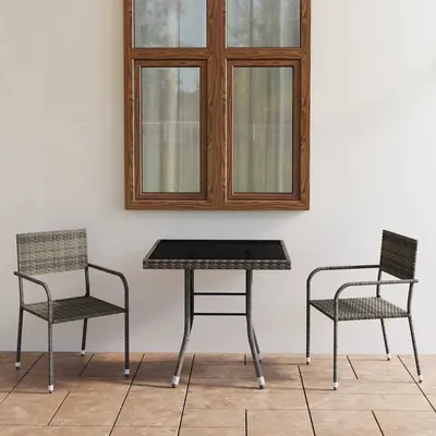 vidaXL Set mobilier de grădină, gri, 3 piese, antracit, poli ratan
