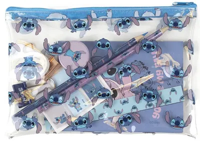 Set de rechizite școlare Cerda Stitch - În penar transparent