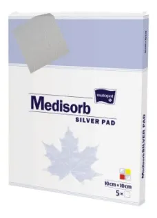 Pansament cu Argint Silver Pad Medisorb 10x20cm, 5 bucati, Matopat