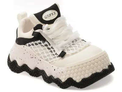 Pantofi sport GRYXX alb-negru, 860, din material textil si piele ecologica