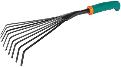 Greblă mini pentru grădină Herly - 9 dinți , 400 mm, verde