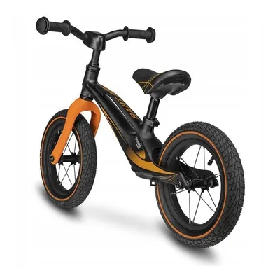 Bicicleta copii fara pedale Lionelo Bart Air negru 12 inch, cu roti gonflabile, constructie din magneziu, greutate foarte mica, scaun si ghidon reglabile pe inaltime, greutate maxima suportata 30 kg